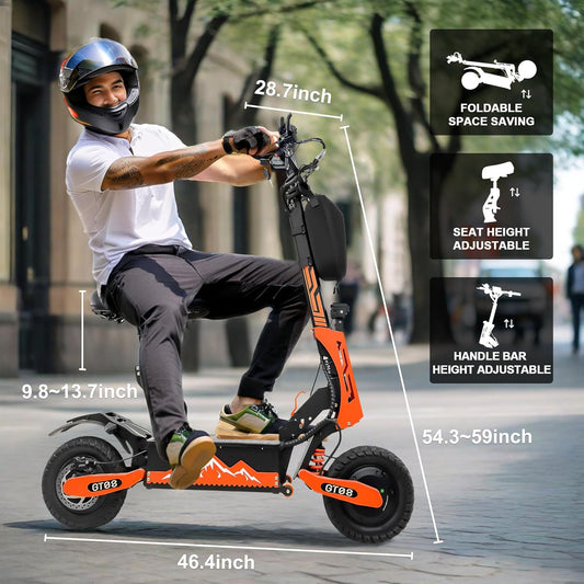 DOF 60V 27AH Electric Scooter for Adults, 5600W Dual Motor Commuter with 50MPH Speed & 40 Miles Range