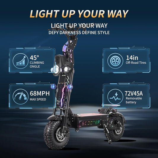 T90 Pro Electric Scooter for Adults,68 MPH Max Speed 65 Mile Range