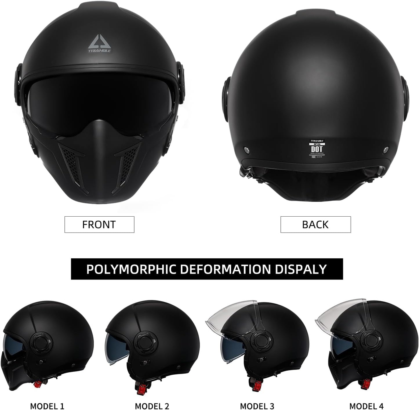 TRIANGLE Full Face Motorcycle Helmets,Off-Road Motocross Helmet for Men & Women