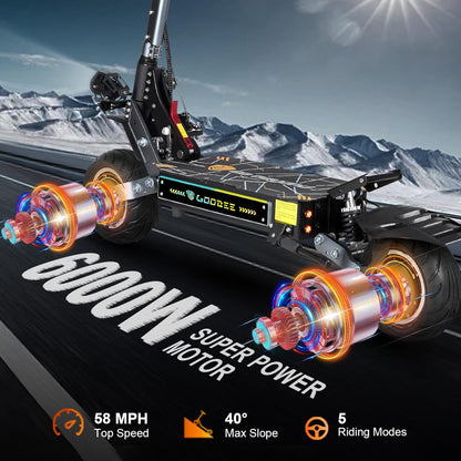 ZO01 Pro Adults Electric Scooter 6000W Dual Motors Up to 58 MPH
