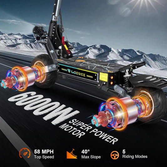 ZO01 Pro Adults Electric Scooter 6000W Dual Motors Up to 58 MPH