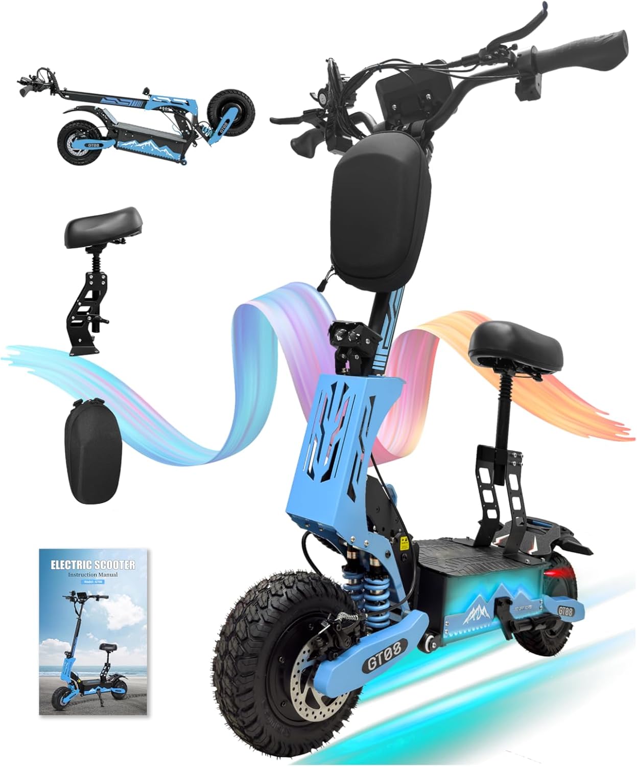 DOF 60V 27AH Electric Scooter for Adults, 5600W Dual Motor Commuter with 50MPH Speed & 40 Miles Range