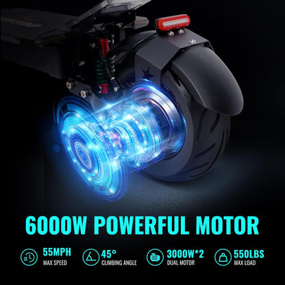 Adult Electric Scooter, 6000W Motor 60V38AH/33AH Battery 55/50mph