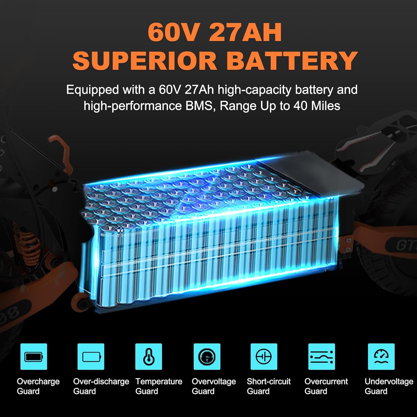 DOF 60V 27AH Electric Scooter for Adults, 5600W Dual Motor Commuter with 50MPH Speed & 40 Miles Range