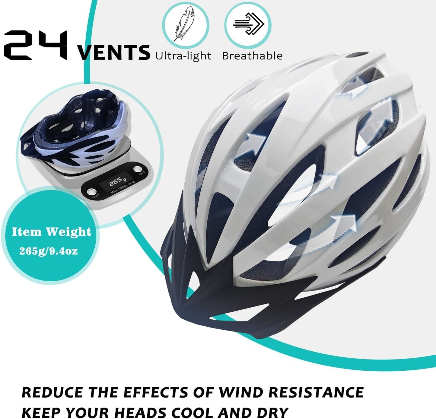 Bike Helmets for Adults, Mountain Bike Helmets for Men with Visor, Adjustable Fit Bicycle Helmet for Women