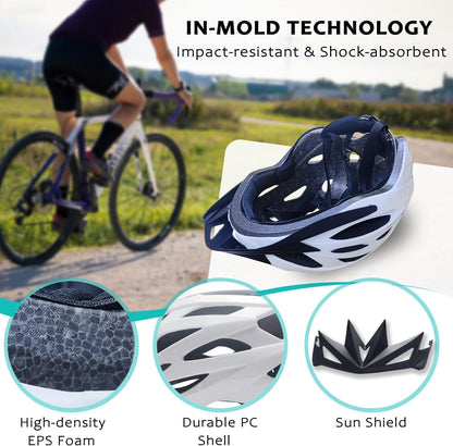 Bike Helmets for Adults, Mountain Bike Helmets for Men with Visor, Adjustable Fit Bicycle Helmet for Women