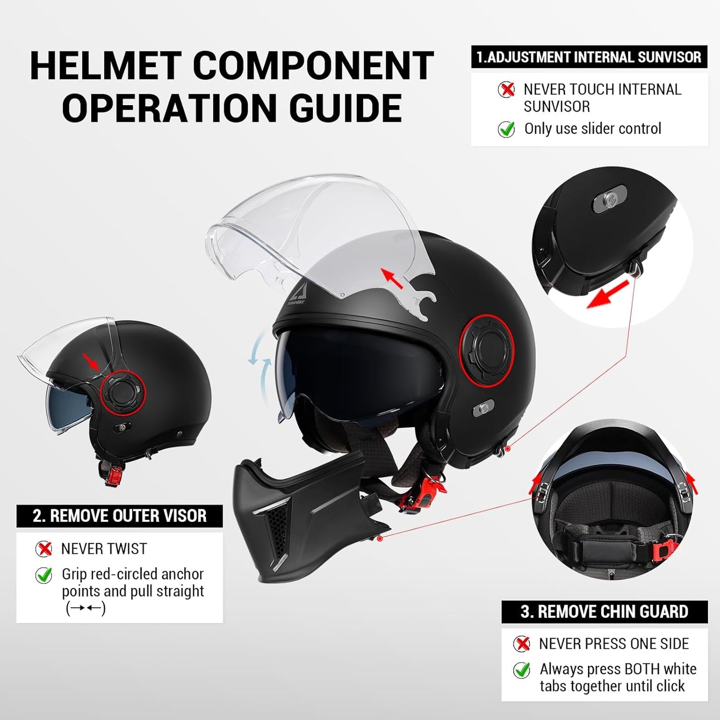 TRIANGLE Full Face Motorcycle Helmets,Off-Road Motocross Helmet for Men & Women