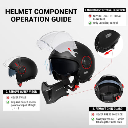 TRIANGLE Full Face Motorcycle Helmets,Off-Road Motocross Helmet for Men & Women