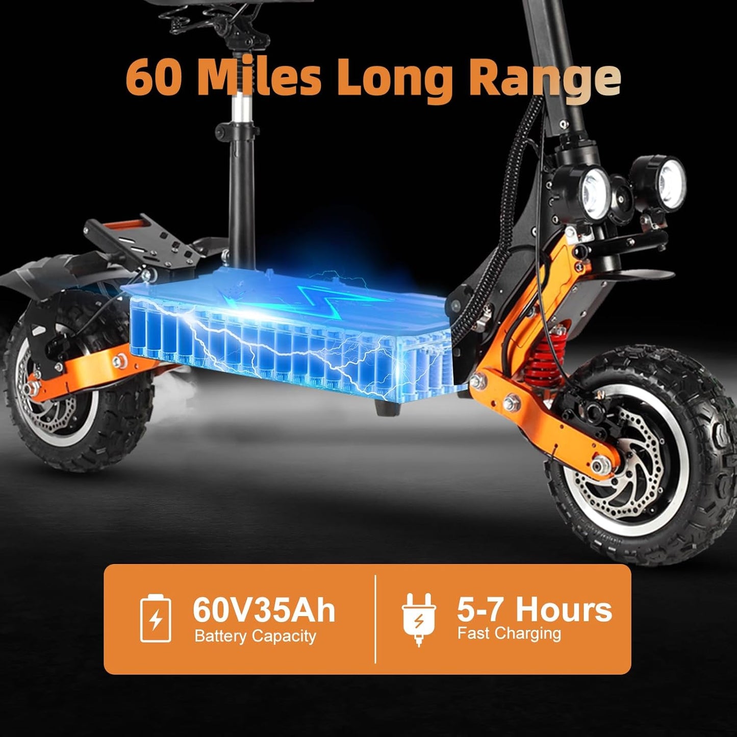 ZO01 Plus Electric Scooter, 6000W Dual Motors Up to 58 MPH, 60 Miles Range