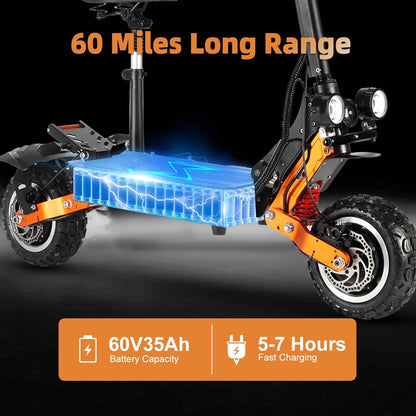 ZO01 Plus Electric Scooter, 6000W Dual Motors Up to 58 MPH, 60 Miles Range