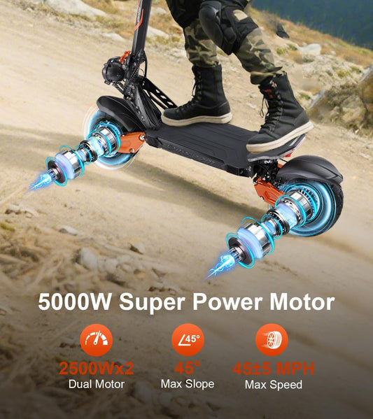 5000W Dual Motor Electric Scooter for Adults, 45 MPH Top Speed, 50 Mile Range