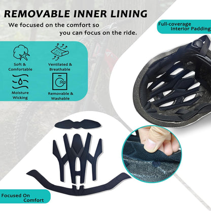 Bike Helmets for Adults, Mountain Bike Helmets for Men with Visor, Adjustable Fit Bicycle Helmet for Women