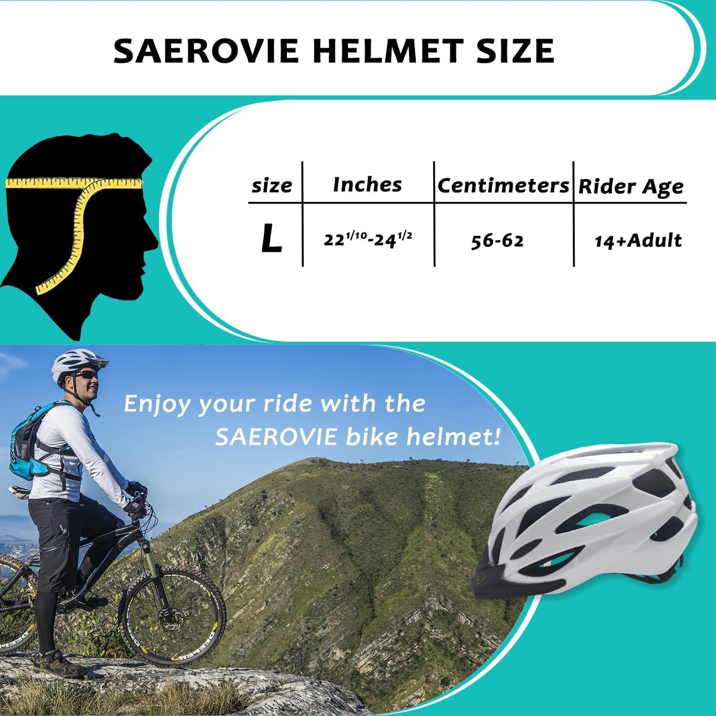 Bike Helmets for Adults, Mountain Bike Helmets for Men with Visor, Adjustable Fit Bicycle Helmet for Women