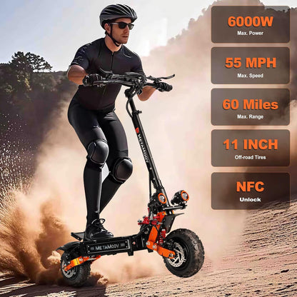 ZO01 Plus Electric Scooter Adults, 6000W Dual Motors Up to 55 MPH