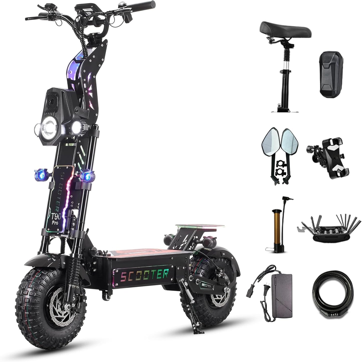 T90 Pro Electric Scooter for Adults,68 MPH Max Speed 65 Mile Range