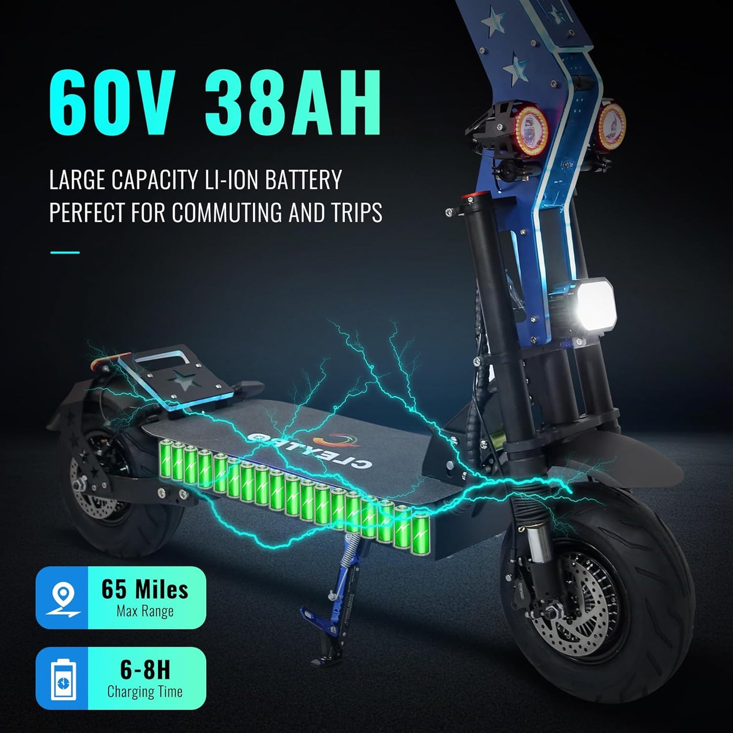Adult Electric Scooter, 6000W Motor 60V38AH/33AH Battery 55/50mph