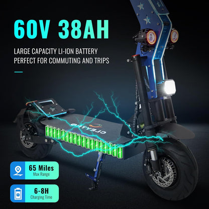 Adult Electric Scooter, 6000W Motor 60V38AH/33AH Battery 55/50mph