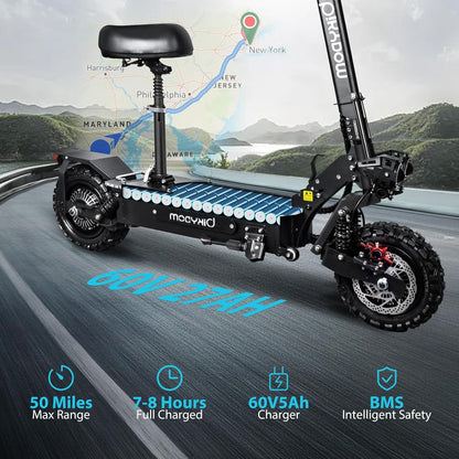 Electric Scooter Adults, Escooter 5600W Dual Motor, 50Mph Max Speed, 50 Miles Travel Range