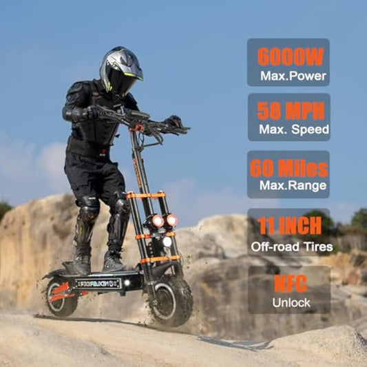 Adults Electric Scooter Motor Up to 58 mph, 60 Miles Range