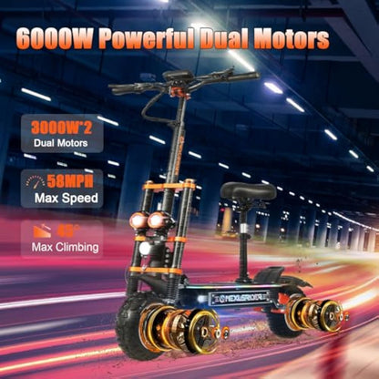 Adults Electric Scooter Motor Up to 58 mph, 60 Miles Range