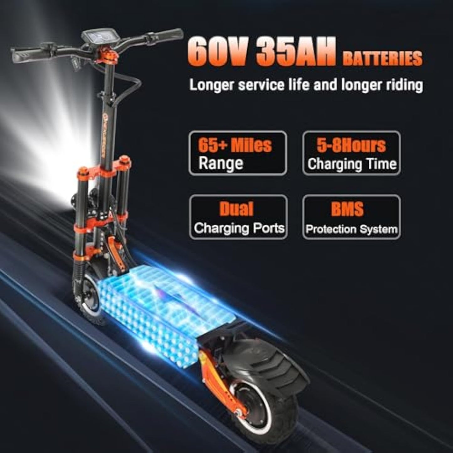 Adults Electric Scooter Motor Up to 58 mph, 60 Miles Range