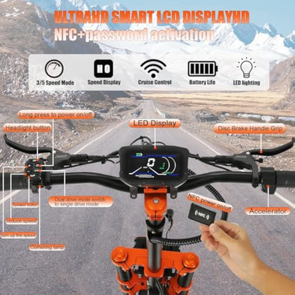 Adults Electric Scooter Motor Up to 58 mph, 60 Miles Range