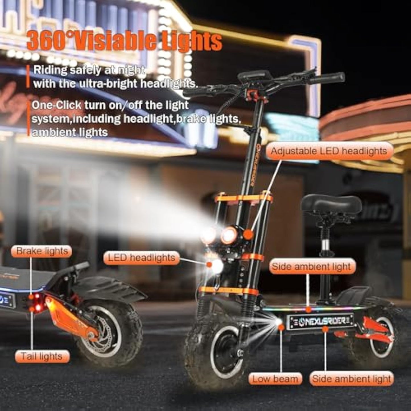 Adults Electric Scooter Motor Up to 58 mph, 60 Miles Range